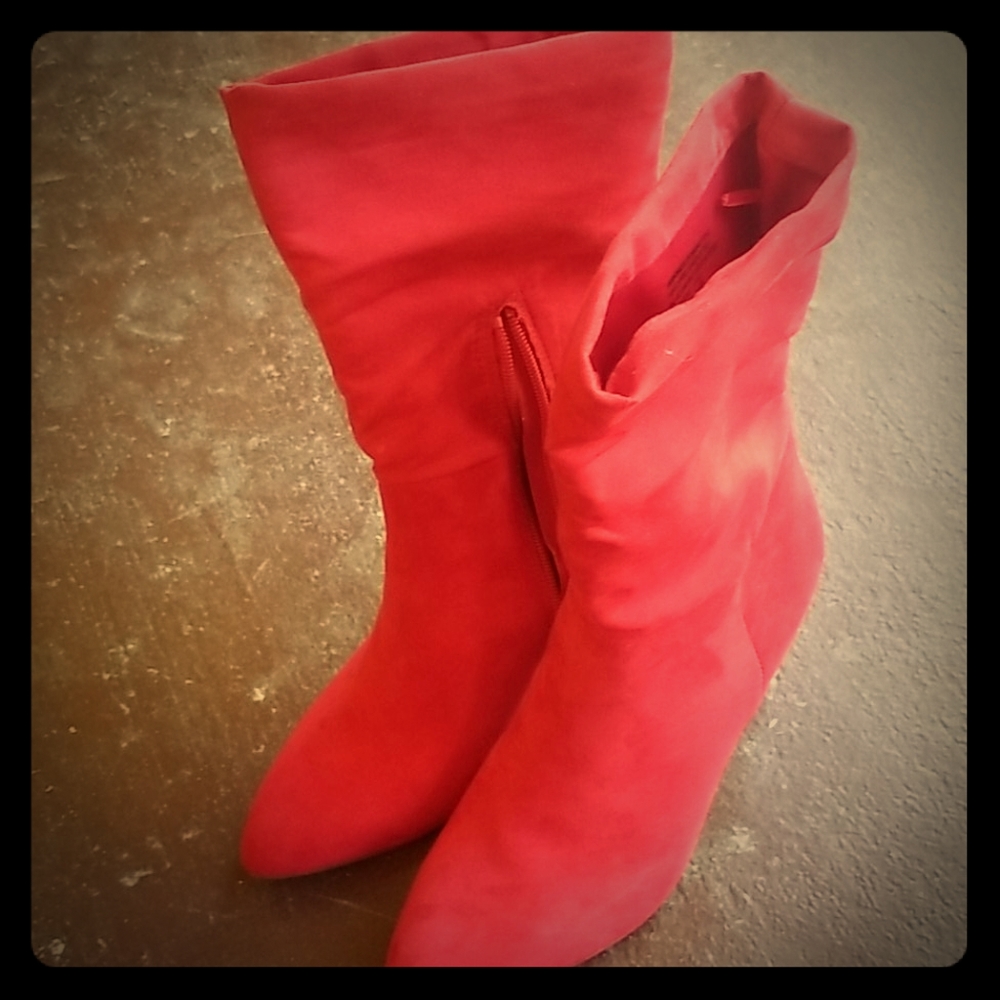 Red high heel boots